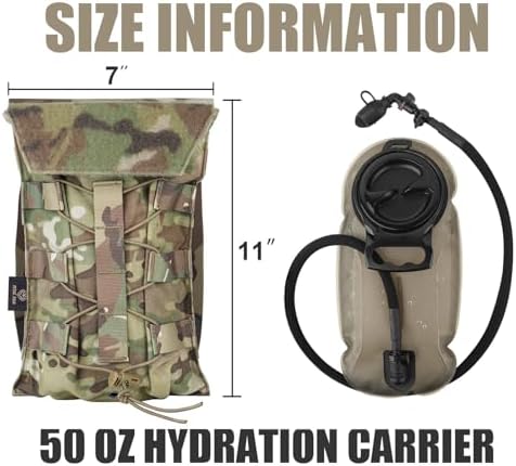 PETAC GEAR 1.5L / 3L Tactical Hydration Pack,Molle Carrier Pouch for 50 oz /100 oz Hydration Bladder Daypack Water Backpack. - Image 6